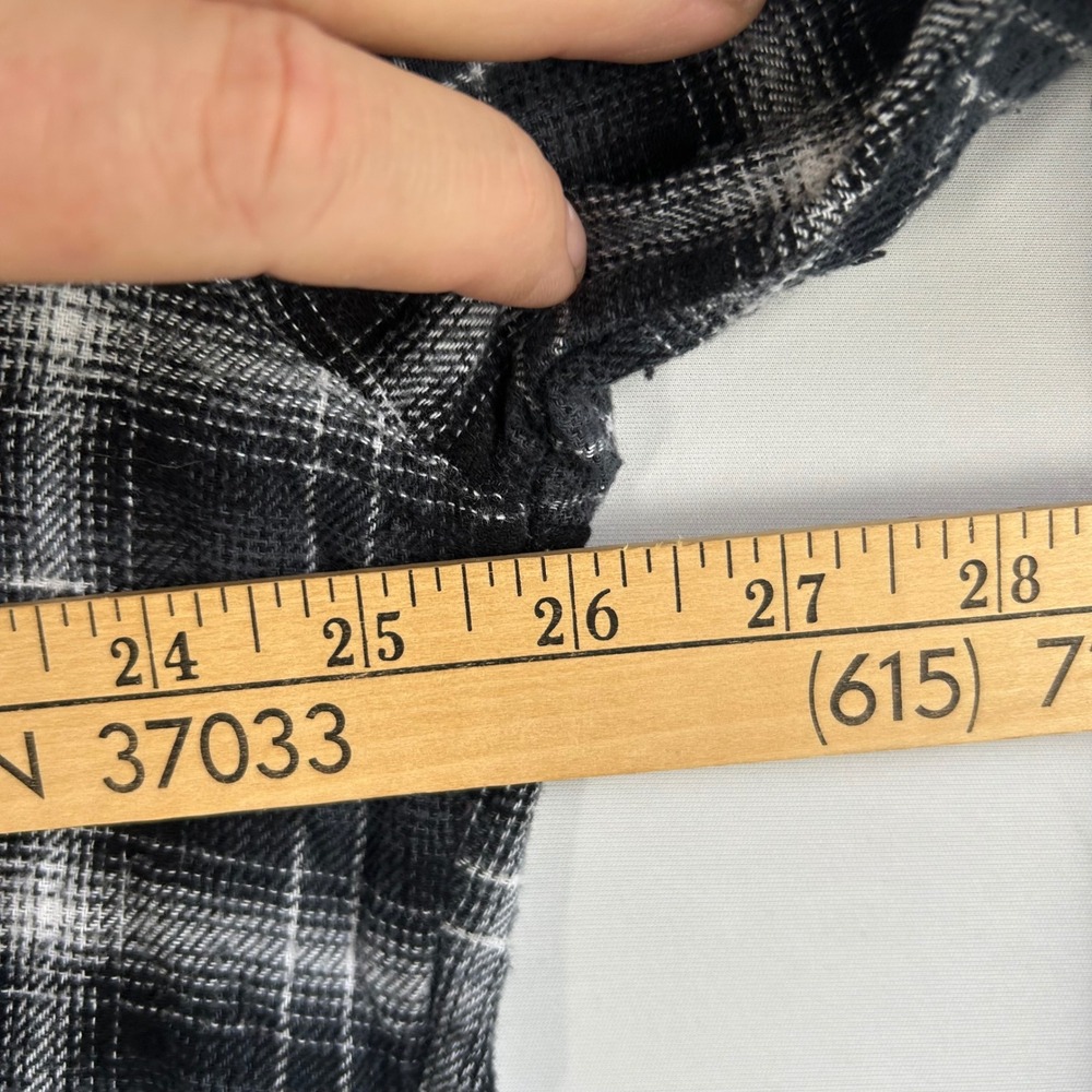 Wrangler Wrancher Mens XL Western Pearl Snap Shirt Black Grey Plaid Flannel Long - Picture 6 of 8